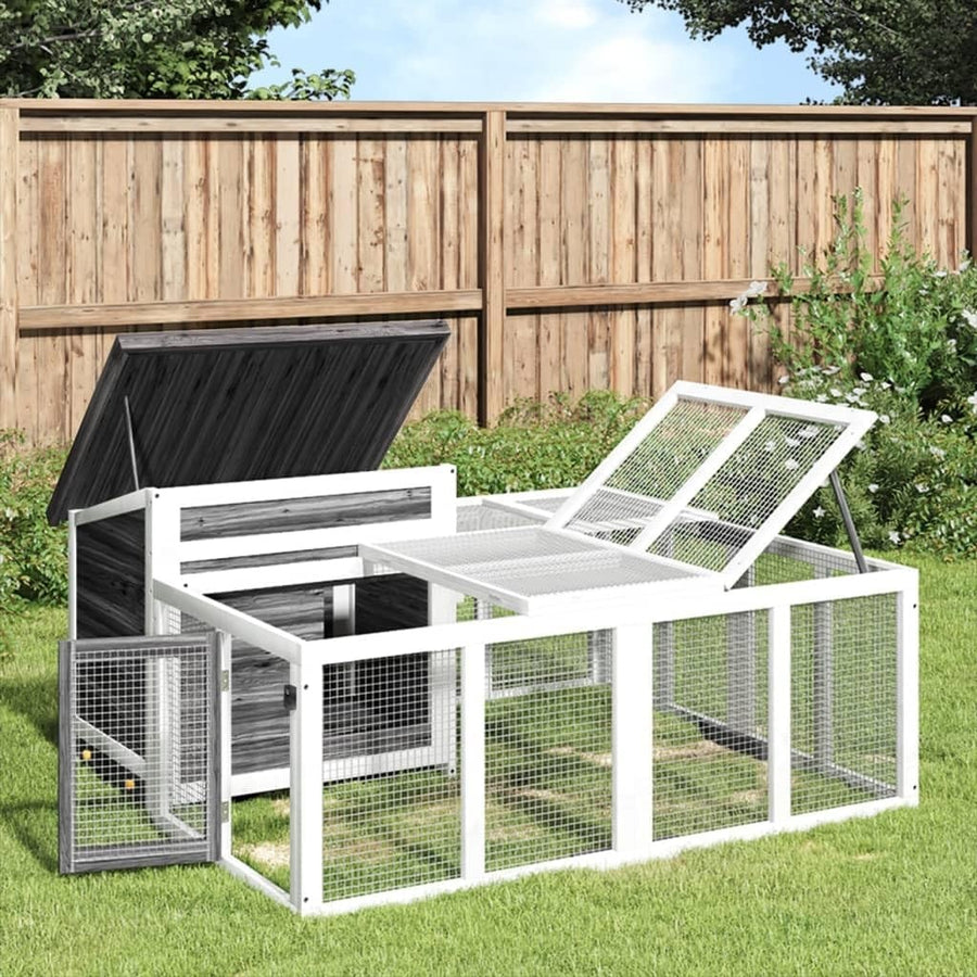 Large Outdoor Rabbit Hutch with Run Solid Wood Secure Small Animal House