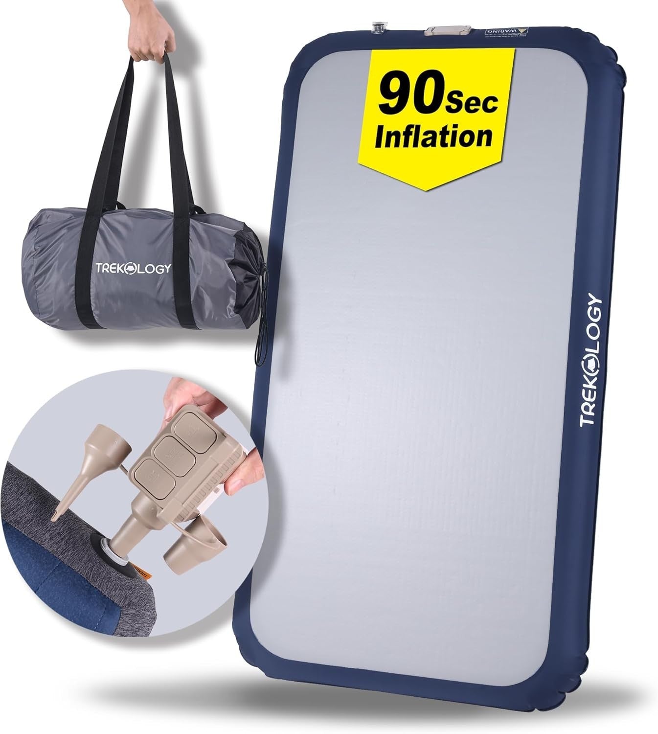 Self Inflating Air Mattress w Built In Pump Single Camping Guest Bed 20cm
