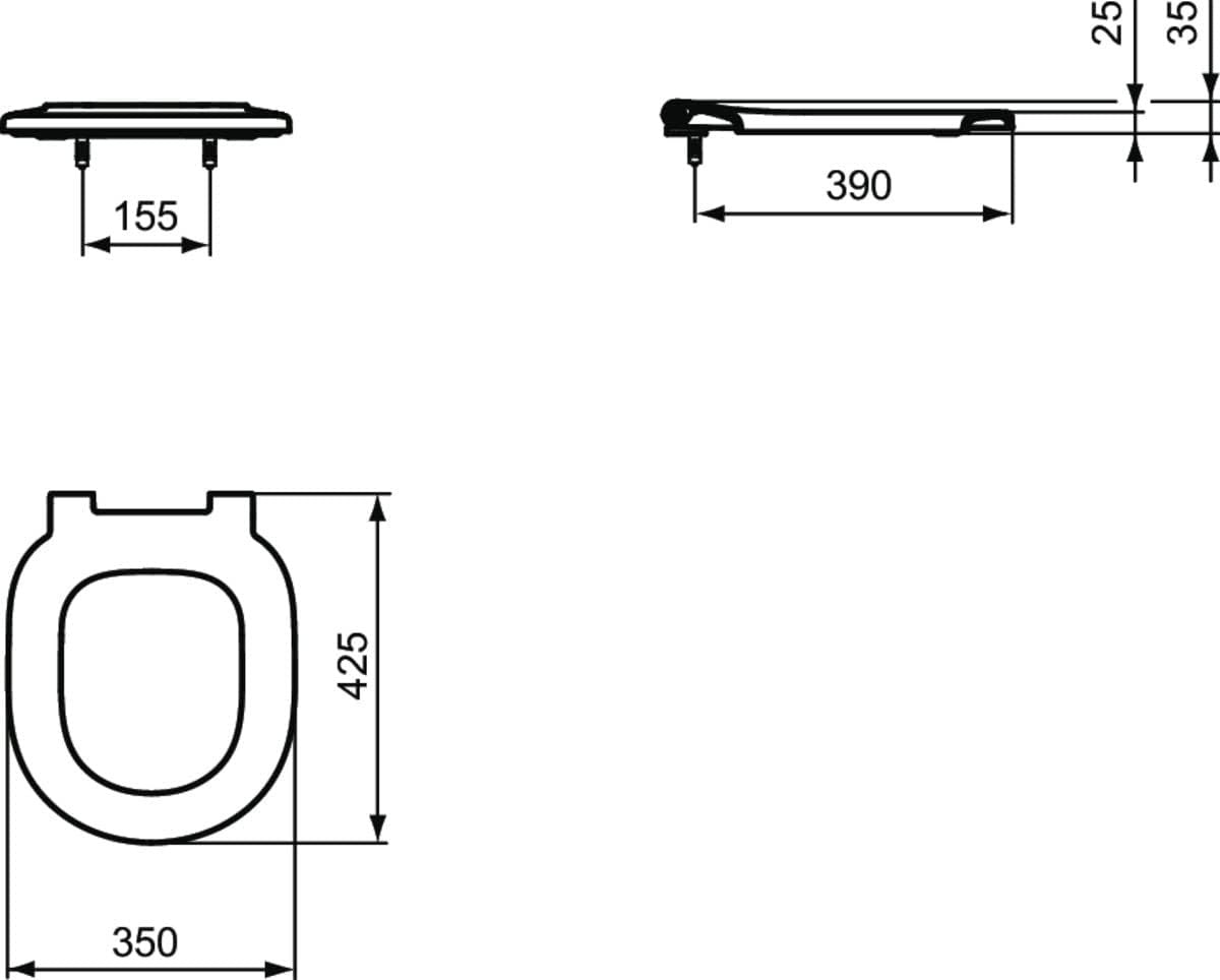 White Duroplast Toilet Seat Oval Rod Hinge Normal Close 39.6x36.6cm