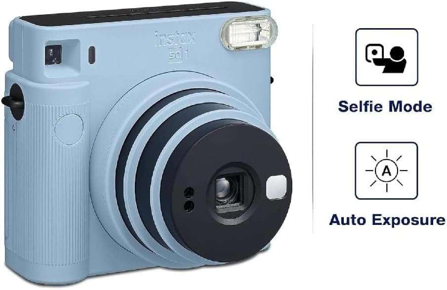 Square Instant Camera Glacier Blue Selfie Mirror Auto Exposure Camera