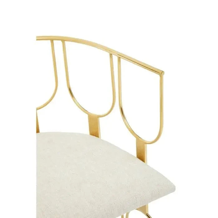 Gold Metal Accent Chair with Natural Fabric Seat Modern Open Frame