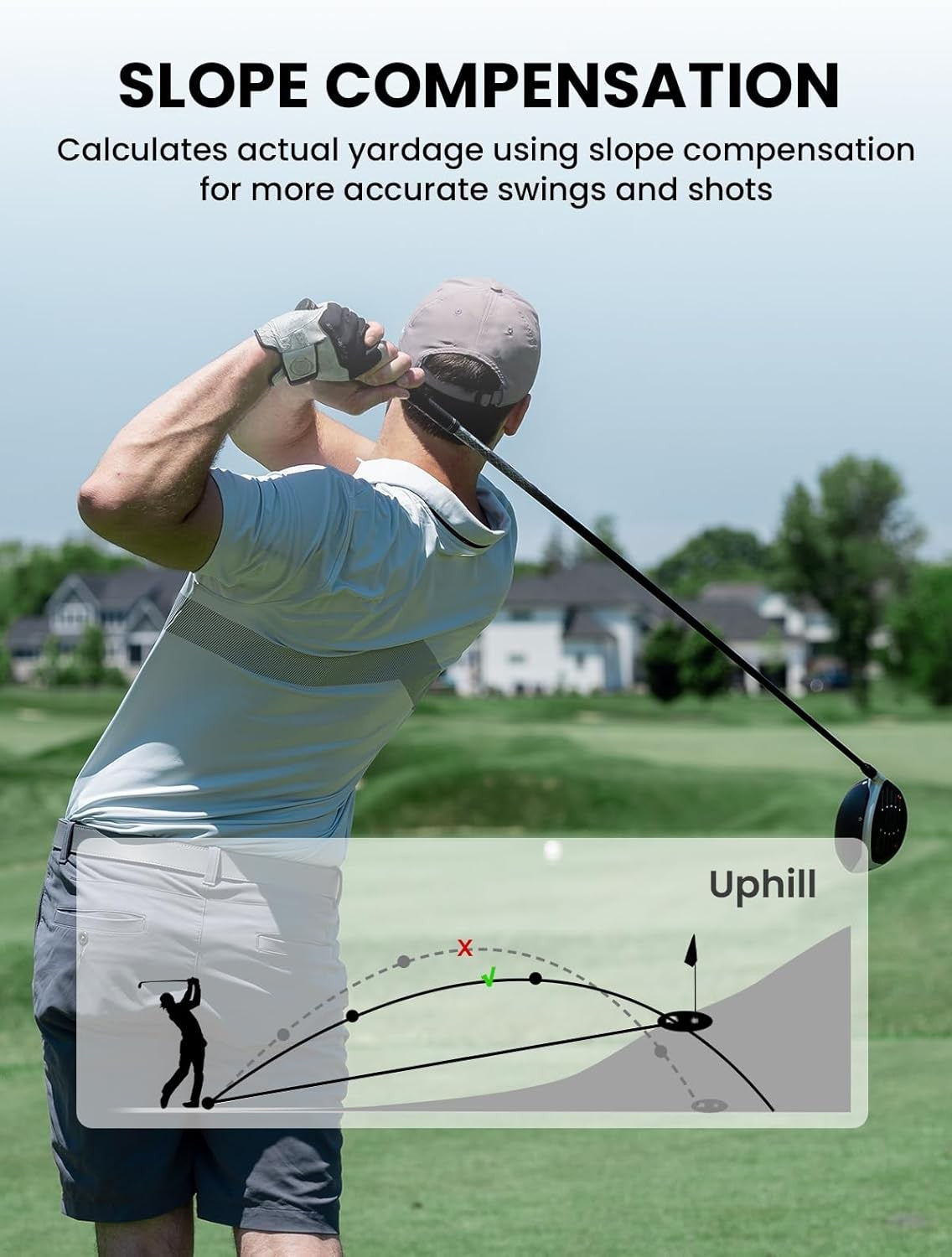 Golf Rangefinder 1100Y Slope On Off Flag Lock Vibration 6X Accuracy