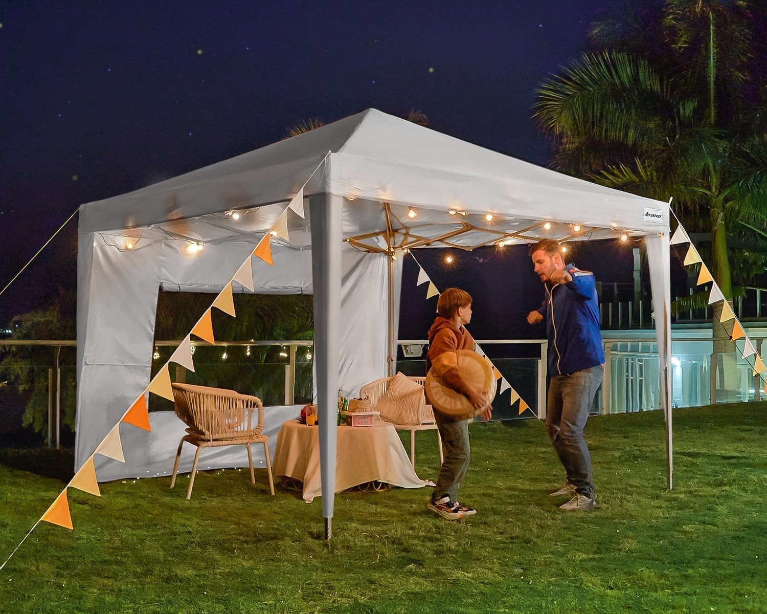 3x3M White Pop Up Gazebo With Mesh Sidewalls Outdoor Tent