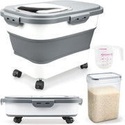 Collapsible Rice Storage Bin 10-30LBS Airtight Food Container Wheels