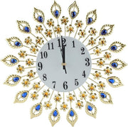 Luxury Peacock Crystal Wall Clock Silent Iron Art Decor 37×37cm Multicolour