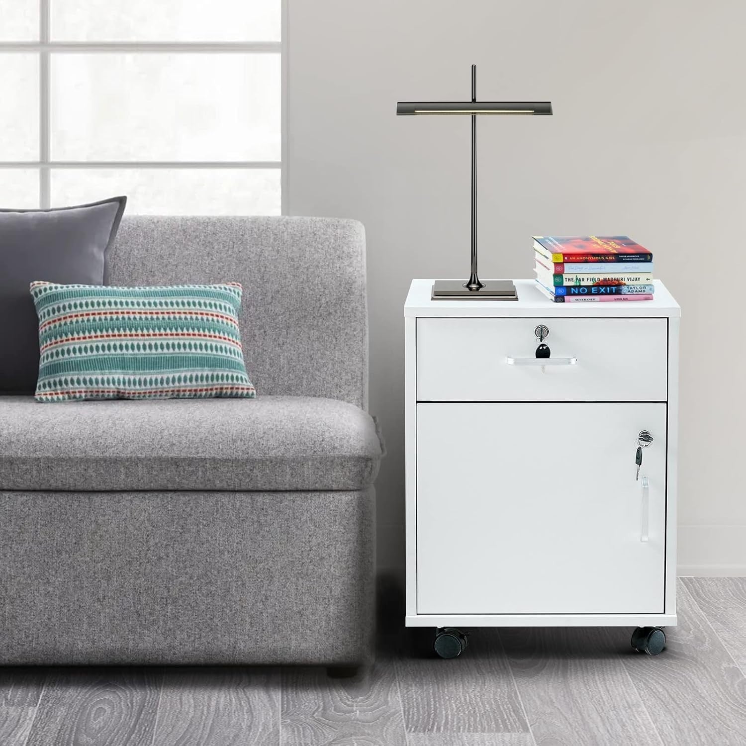 Locking Mobile File Cabinet Drawer Door Under Desk A4 Storage Unit