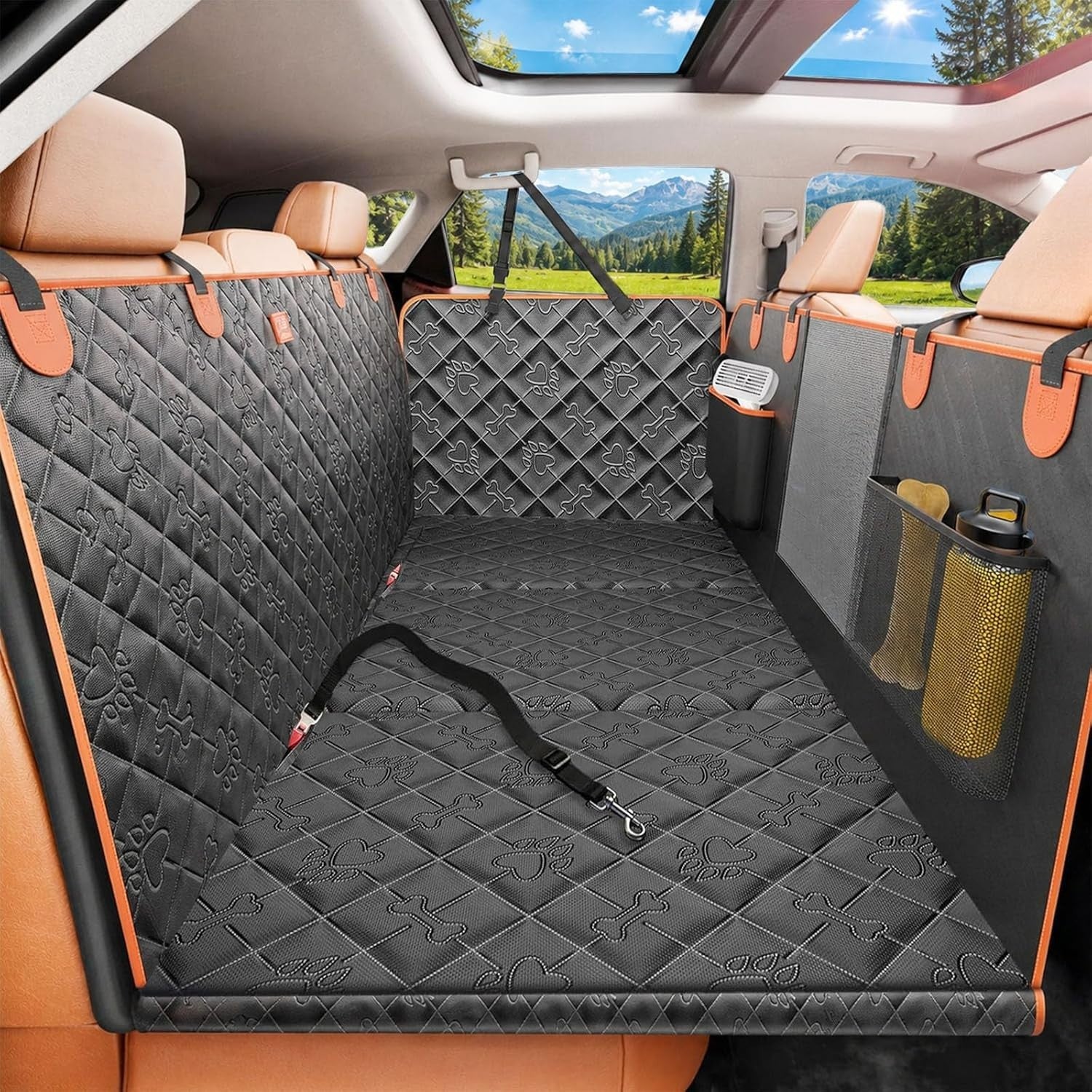 Hard Bottom Dog Car Seat Cover Extender Waterproof Hammock Mesh Window