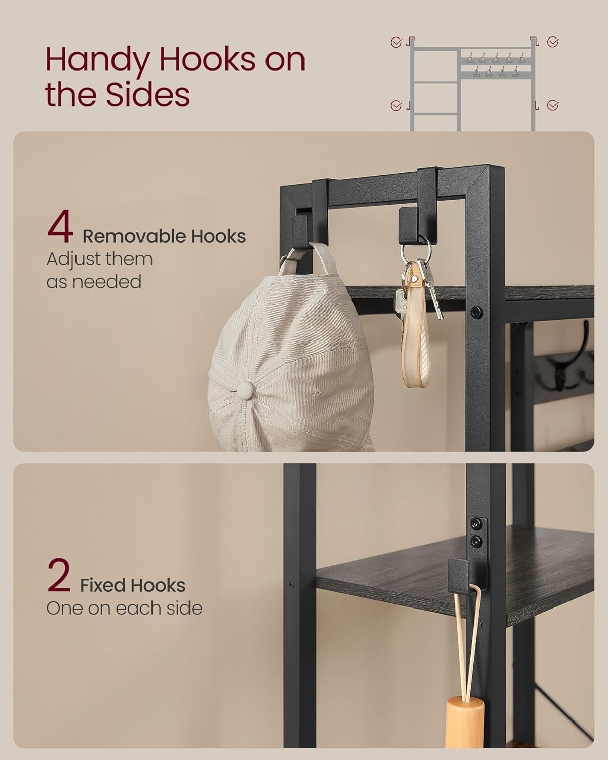 Coat Rack with Bench & Shoe Storage | 120x40x190cm Entryway Organiser