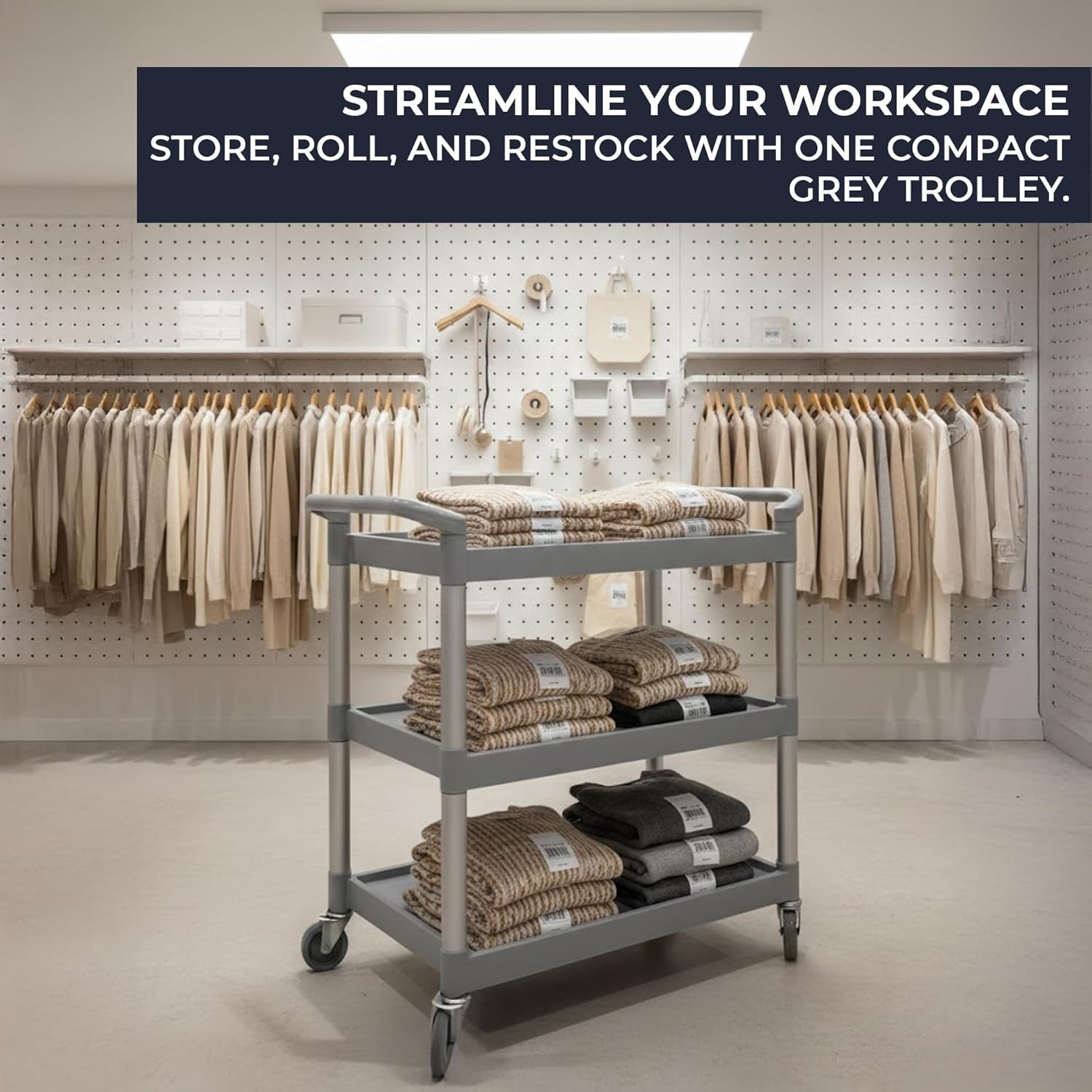 Heavy Duty 3 Tier Service Trolley on Wheels Aluminium Utility Storage Cart