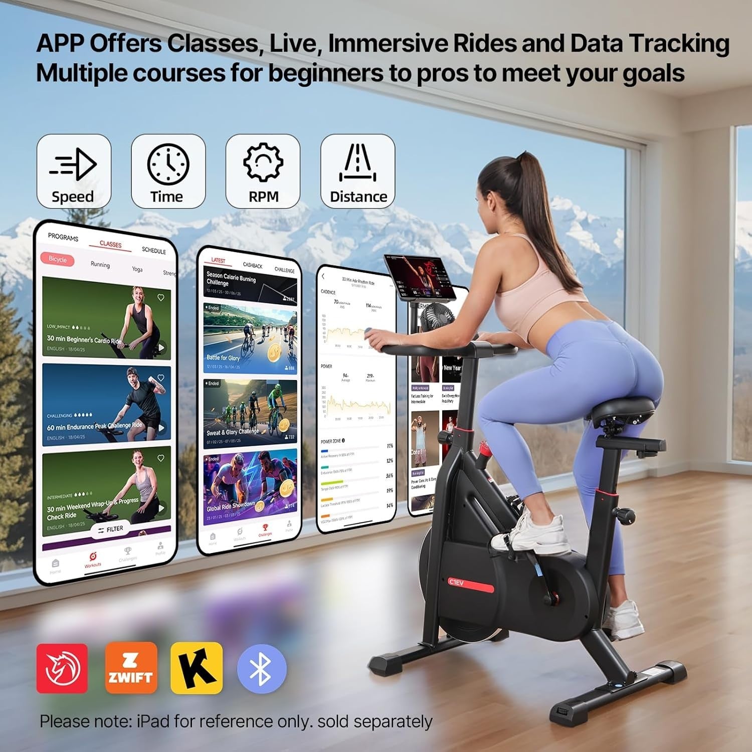 Silent Magnetic Spin Bike w/ App, Self-Powered, LED Feedback, 300lb Capacity