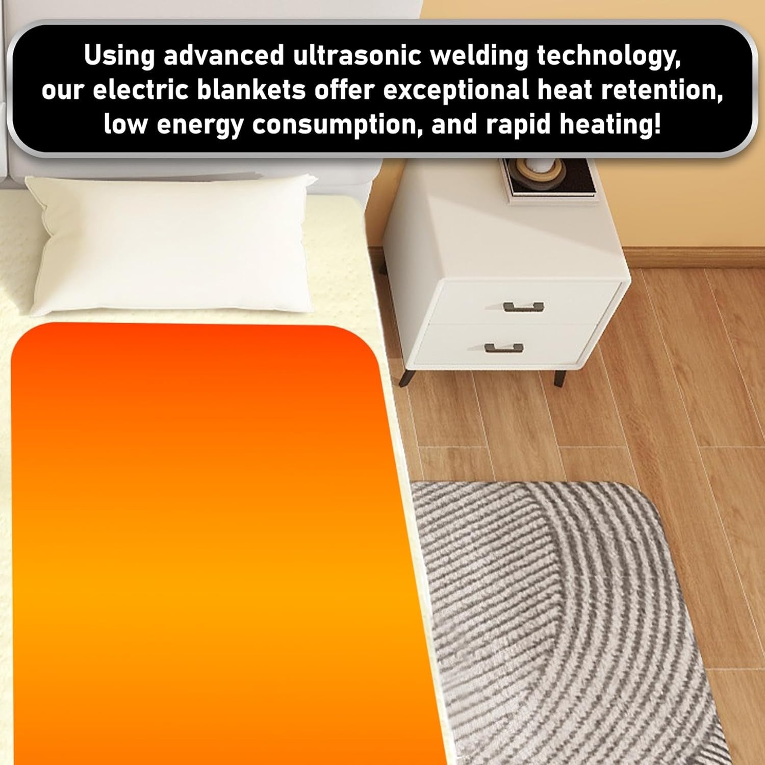 Single Electric Heated Blanket 9 Heat Timer Soft Fleece Mattress 190x90cm