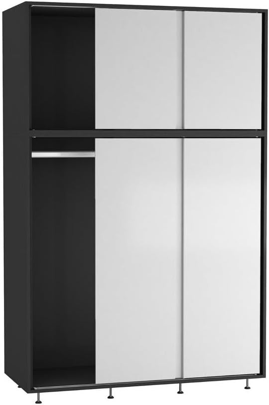 6-Door White Sliding Wardrobe with Adjustable Feet & Spacious Bedroom Storage