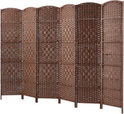 Brown 6 Panel Wicker Folding Room Divider Handwoven Privacy Screen 170cm