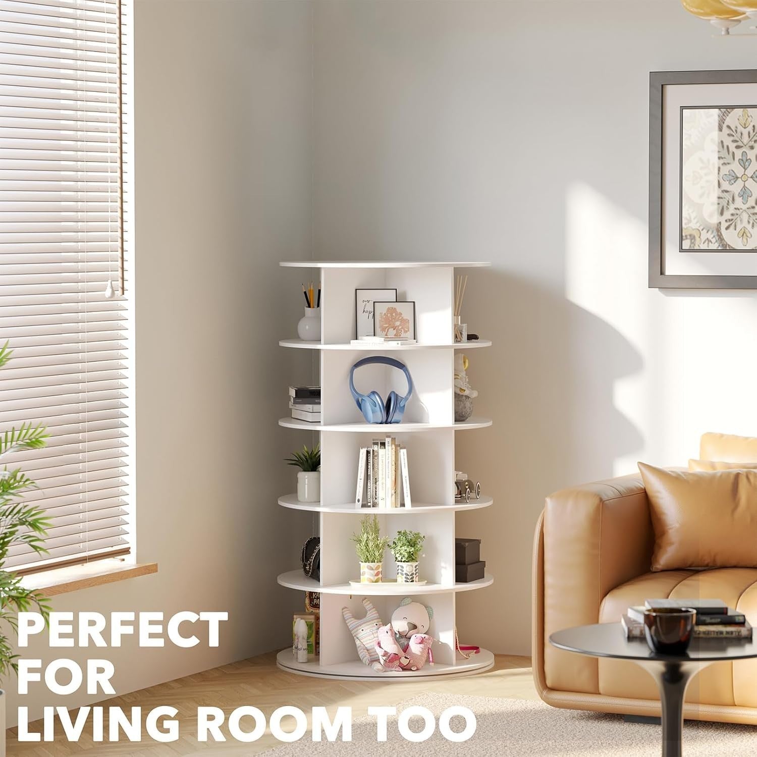 5-Tier Rotating Shoe Rack Tower, Space-Saving 360° Spinning Shoe Organizer