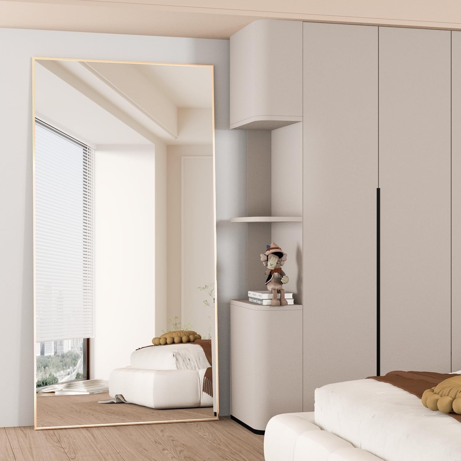 Full Length Floor Mirror 180x80cm Gold Frame, Lean or Hang, Crystal Clear