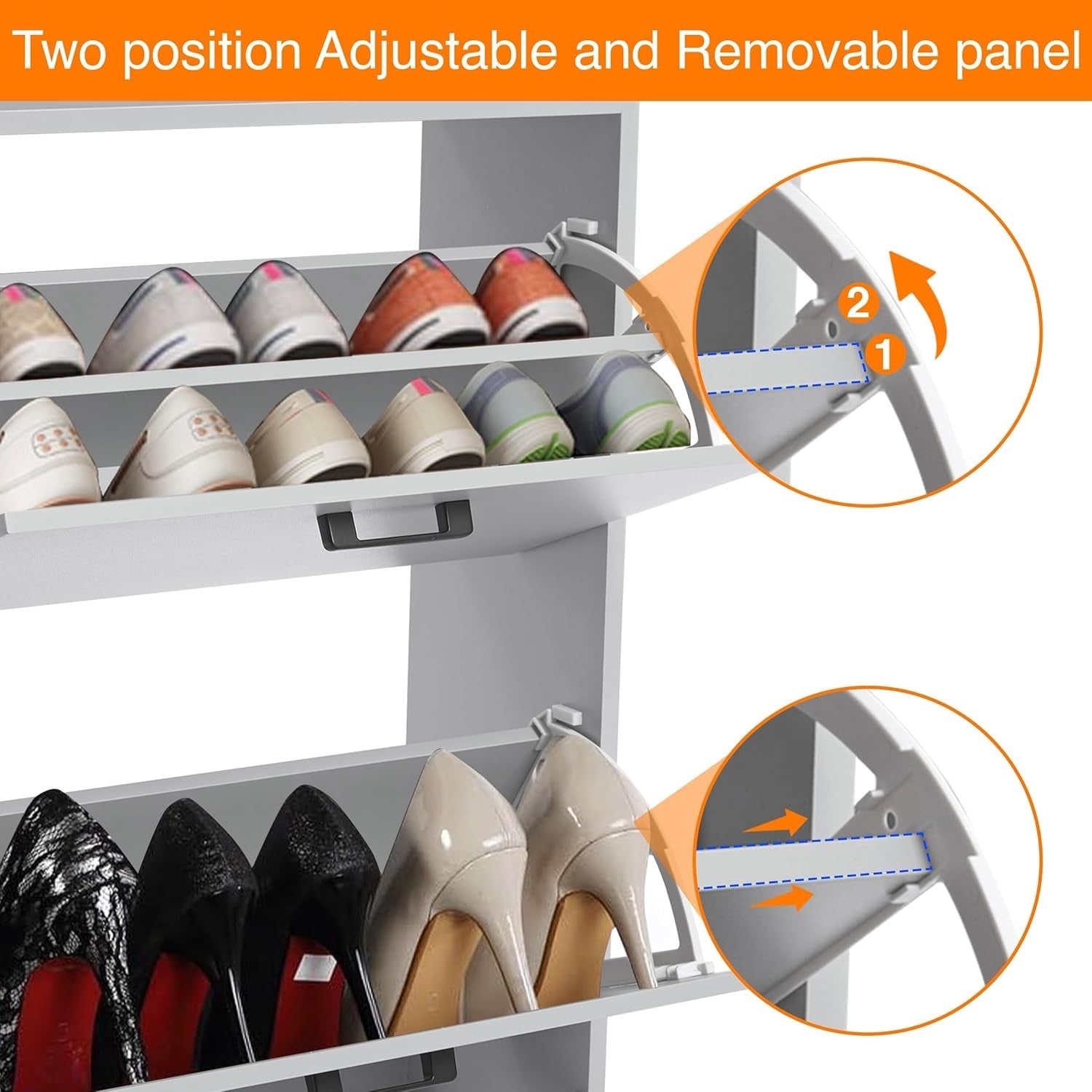 3 Drawer Shoe Cabinet with Adjustable Shelves Slim Space-Saving Storage