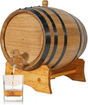 3L Oak Aging Barrel with Stand & Spigot | Whiskey Rum Wine Decanter | Home Bar G