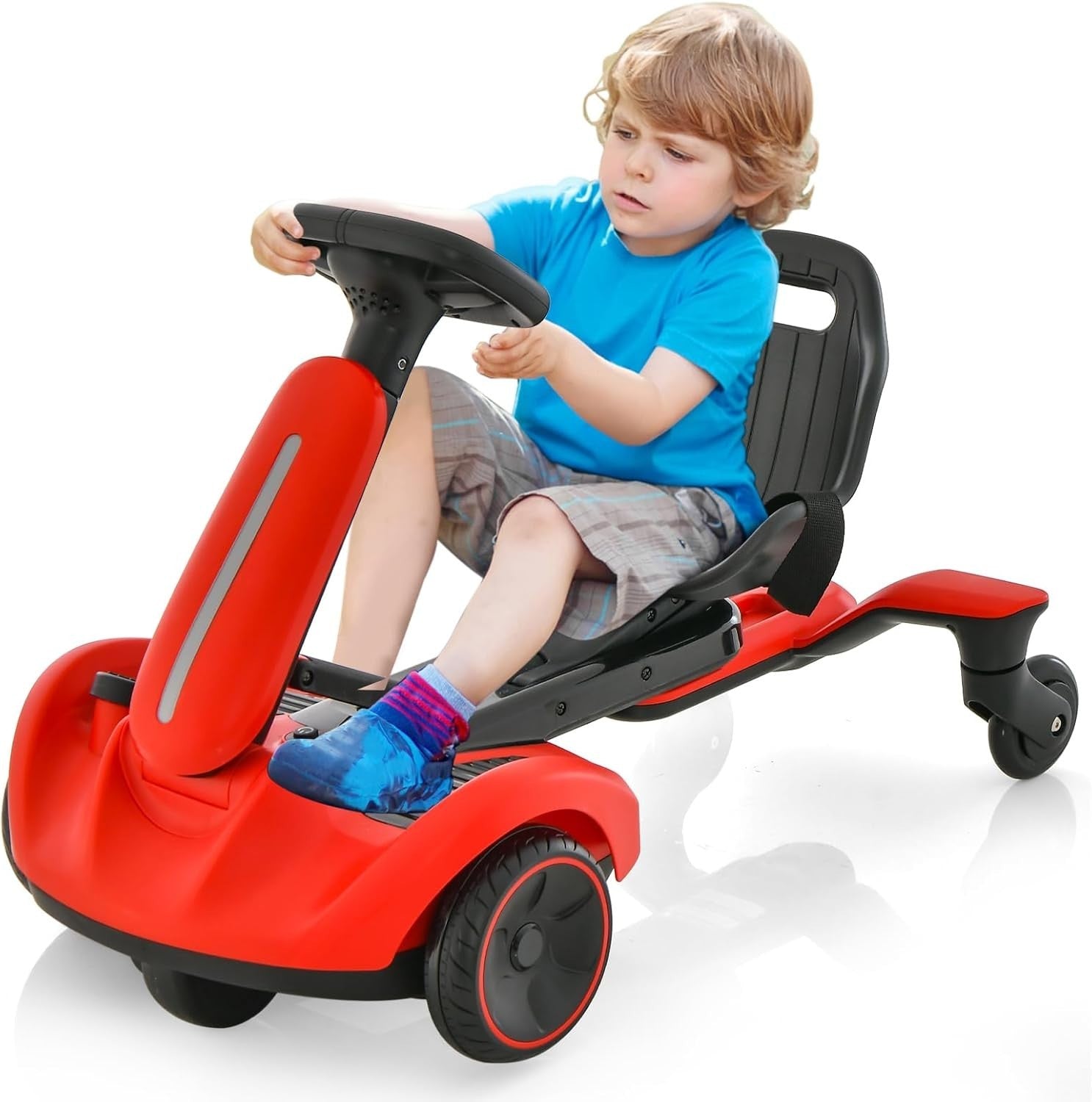 Kids Electric Racing Kart 6V 360° Drift Car Adjustable Seat Red 3-8Y