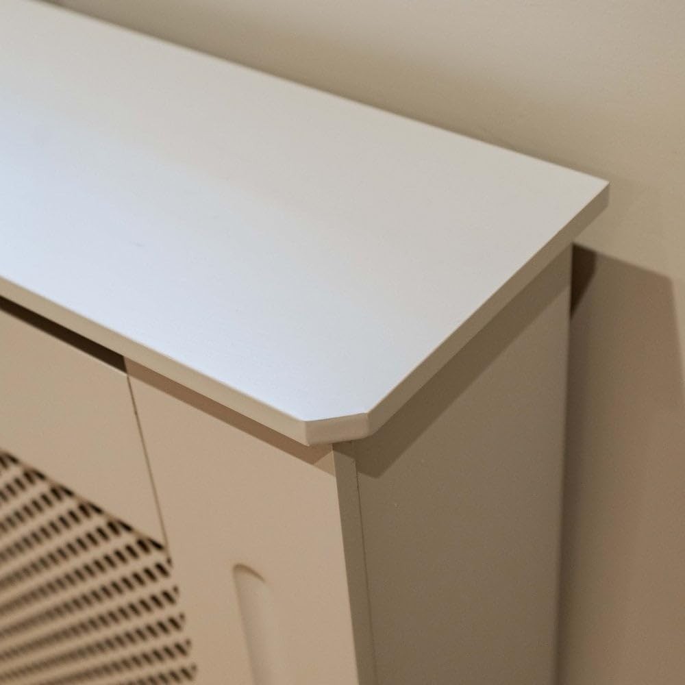 White Radiator Cover Cabinet Large | Modern MDF Wood | Diamond Slat Heater Cover