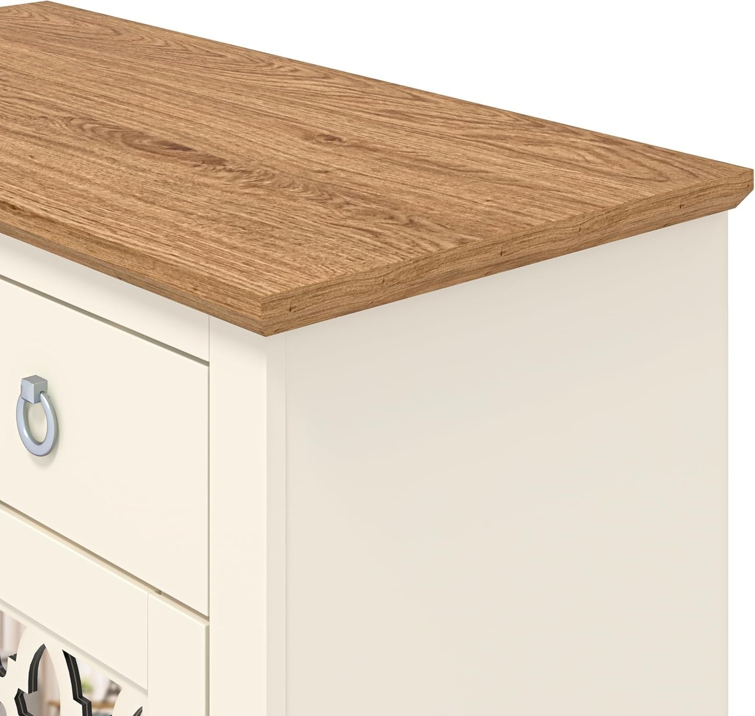 Ivory Oak 2 Door 1 Drawer Sideboard Storage Cabinet Adjustable Shelf