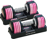 Adjustable Dumbbells Pair 5-in-1 1-Sec Quick Dial Non-Slip Weights with Tray