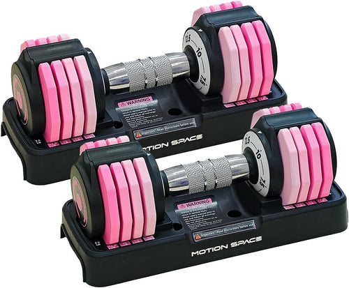 Adjustable Dumbbells Pair 5-in-1 1-Sec Quick Dial Non-Slip Weights with Tray
