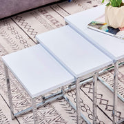 3 Pcs Nesting Coffee Table Set Modern Living Room End Side Tables White Wood
