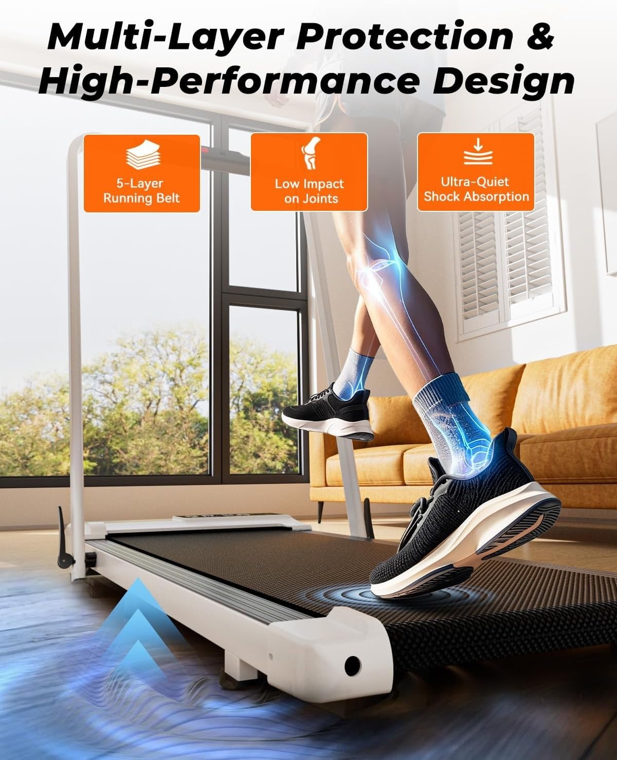 Under Desk Walking Pad Treadmill 6% Incline 2.5HP Home Office Fitness