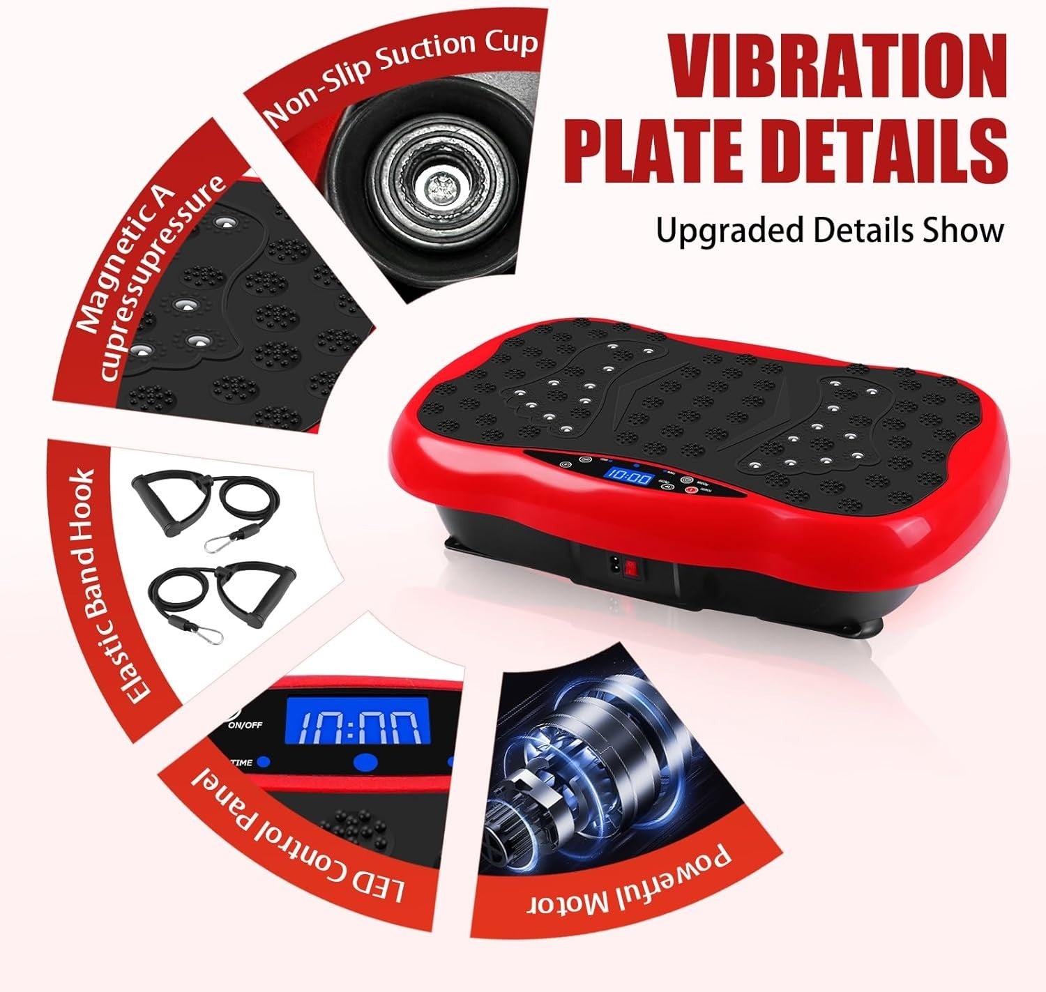 Red Vibration Plate Exercise Machine Weight Loss Lymphatic Drainage 120 Speeds