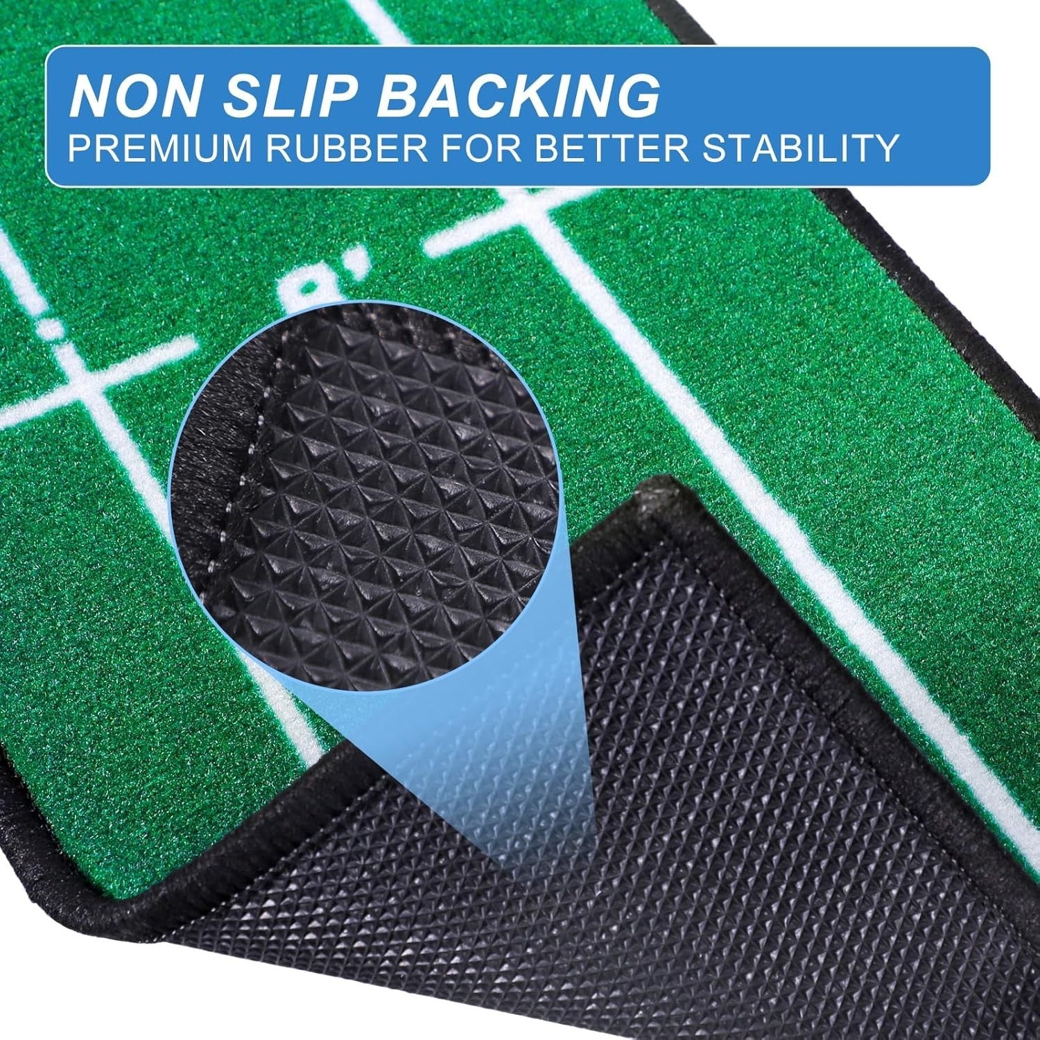 Golf Putting Mat Indoor Outdoor Training Green Alignment Lines Anti Slip Backing