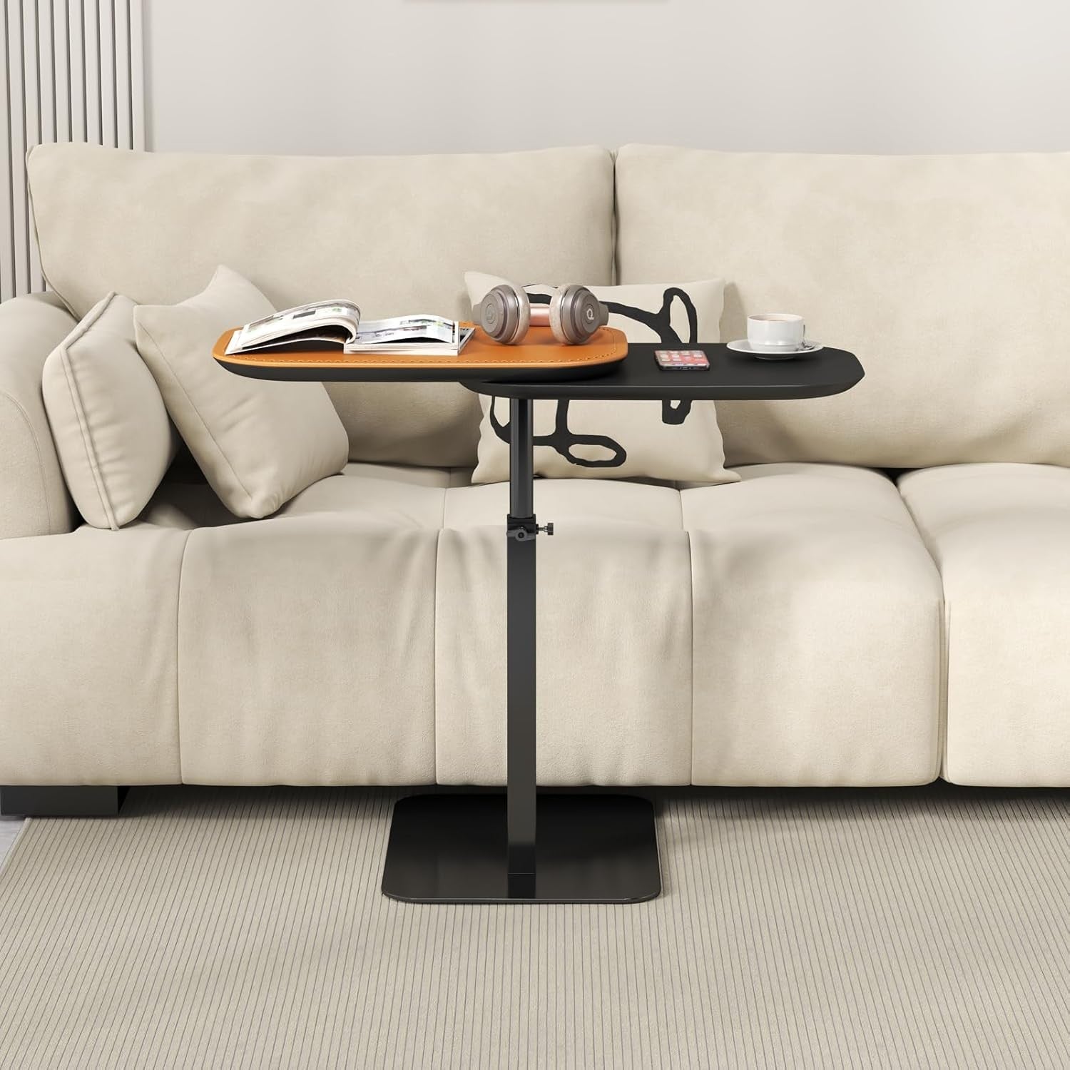 Adjustable C Shaped Side Table Bed Sofa Laptop Tray Height Adjustable