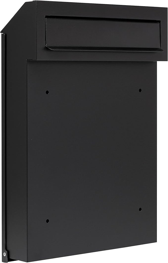 Modern Fence Letterbox Black Matt RAL 9017 Weatherproof Steel Mail Slot