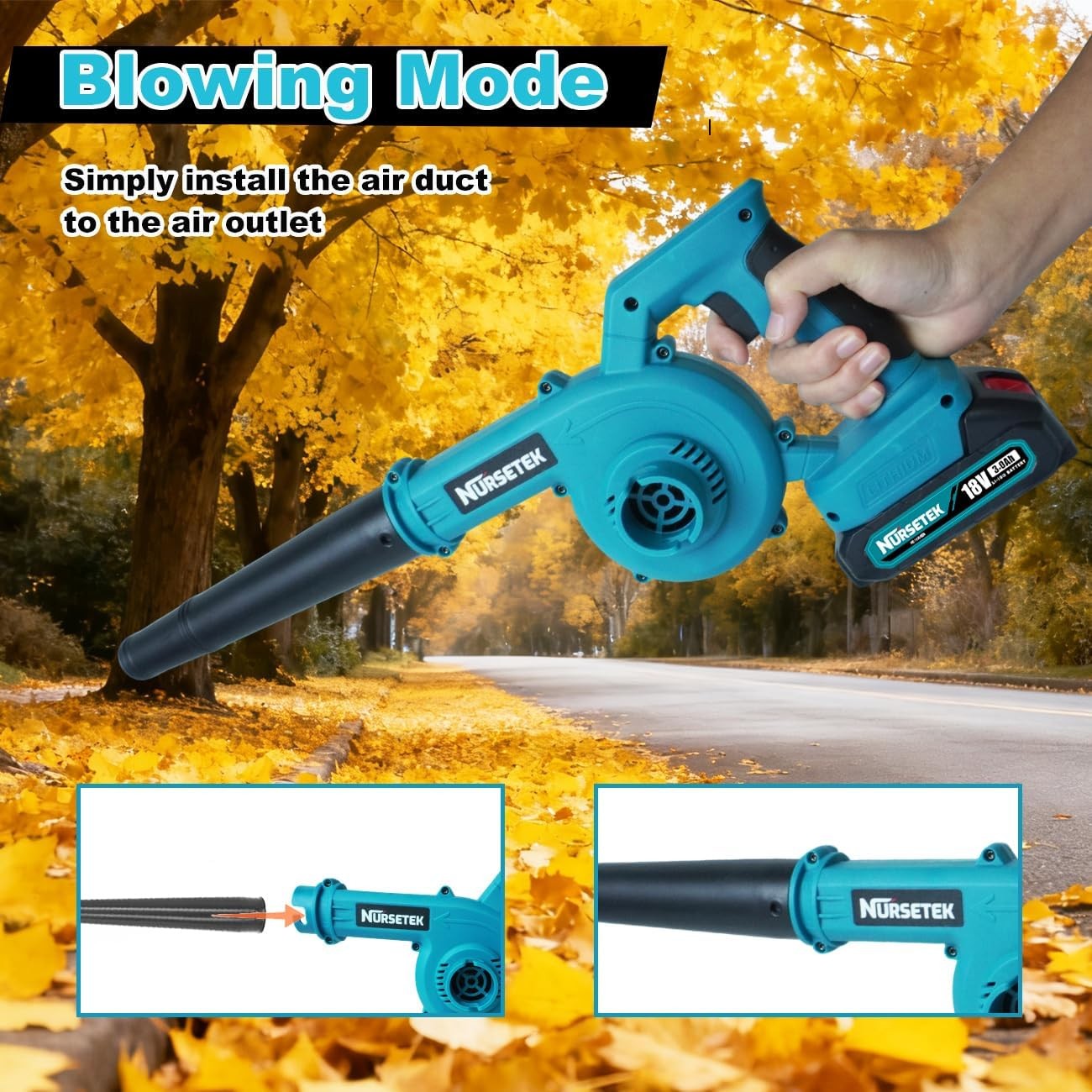 Cordless Leaf Blower Vacuum 18V Twin Battery Garden Patio Car Cleaner