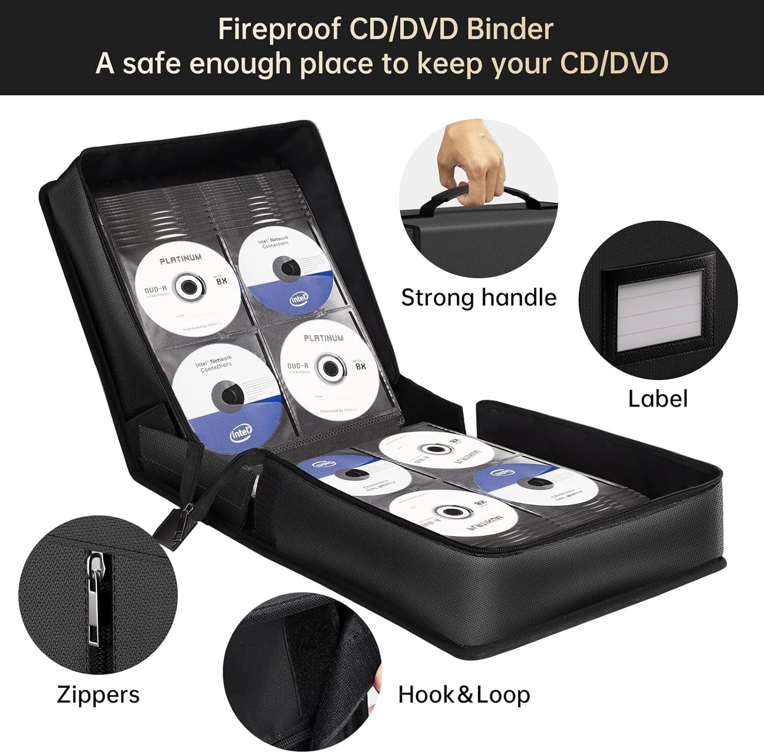 400 CD DVD Storage Wallet Fireproof Waterproof Disc Organizer Case