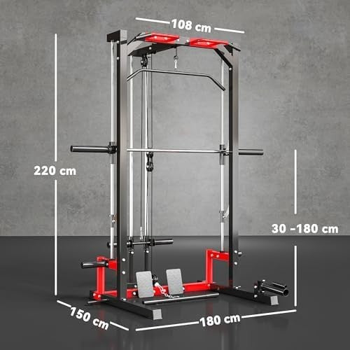 Multi-Function Power Rack Black with Pull Up Bar & Cable System