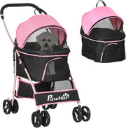 3 in 1 Pet Stroller Dog Pushchair Detachable Carrier Brakes Small Dogs