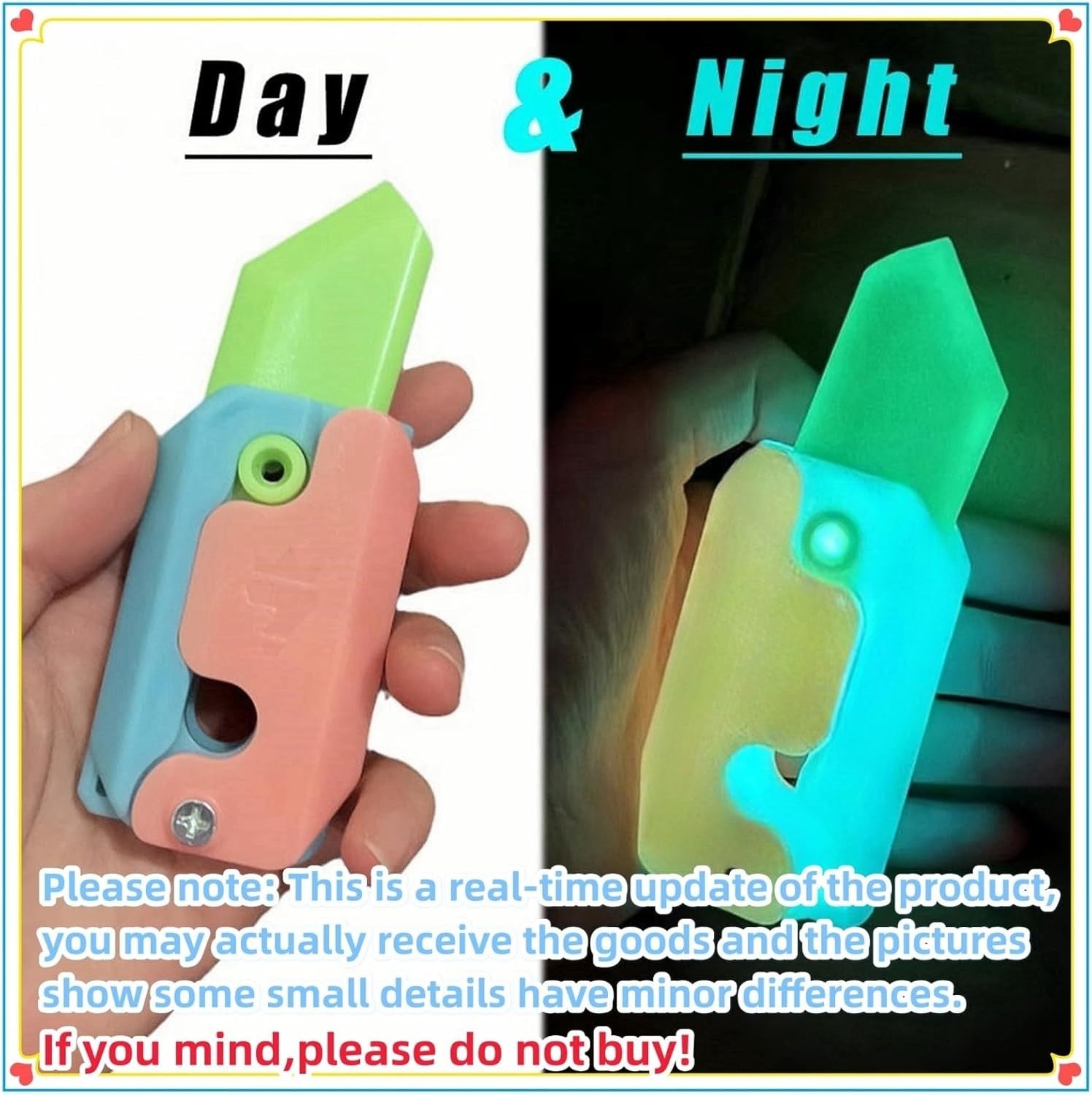 4pcs Luminous 3D Printed Fidget Knife Stress Relief ADHD Sensory Toy