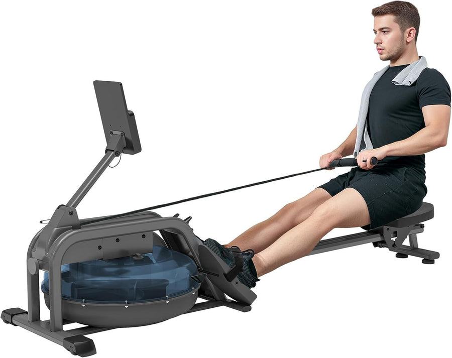 Water Rowing Machine 6-Level Resistance LCD Rower Vertical Storage Home 135KG