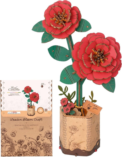 3D Wooden Flower Puzzle for Adults – Adjustable Floral Decor Gift