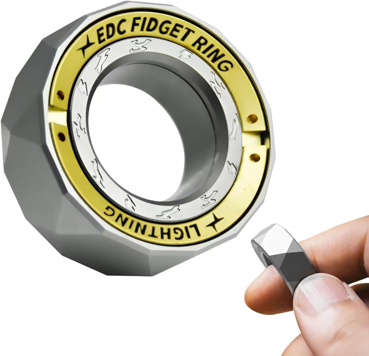 Stainless Steel Fidget Ring Anxiety Relief EDC Spinner Focus Toy