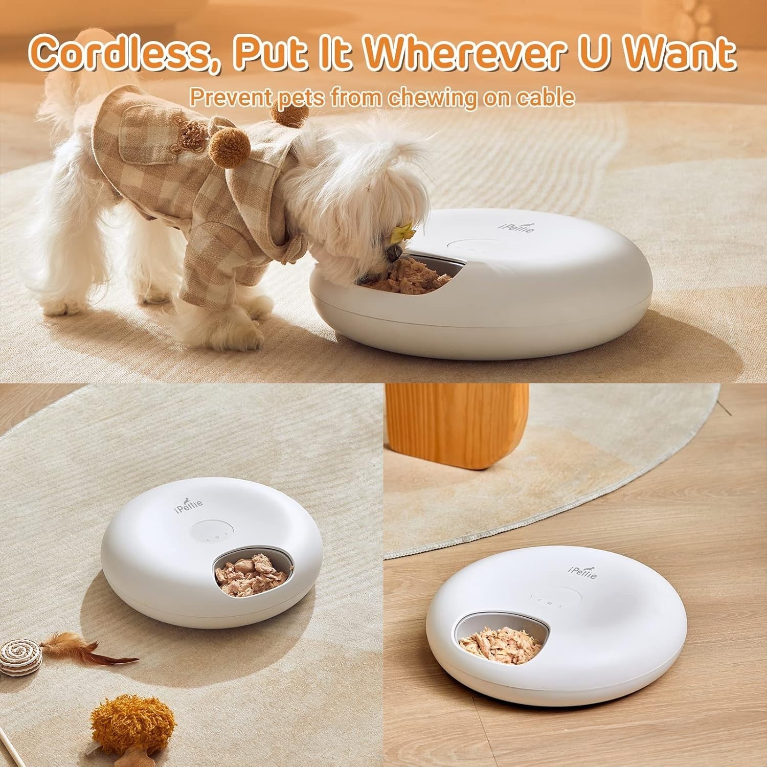Automatic Pet Feeder 6 Meal Cordless Wet Dry Food Timer Ice Packs