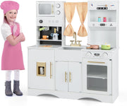 Retro Wooden Kids Play Kitchen Ice Maker Coffee Station Toy Set