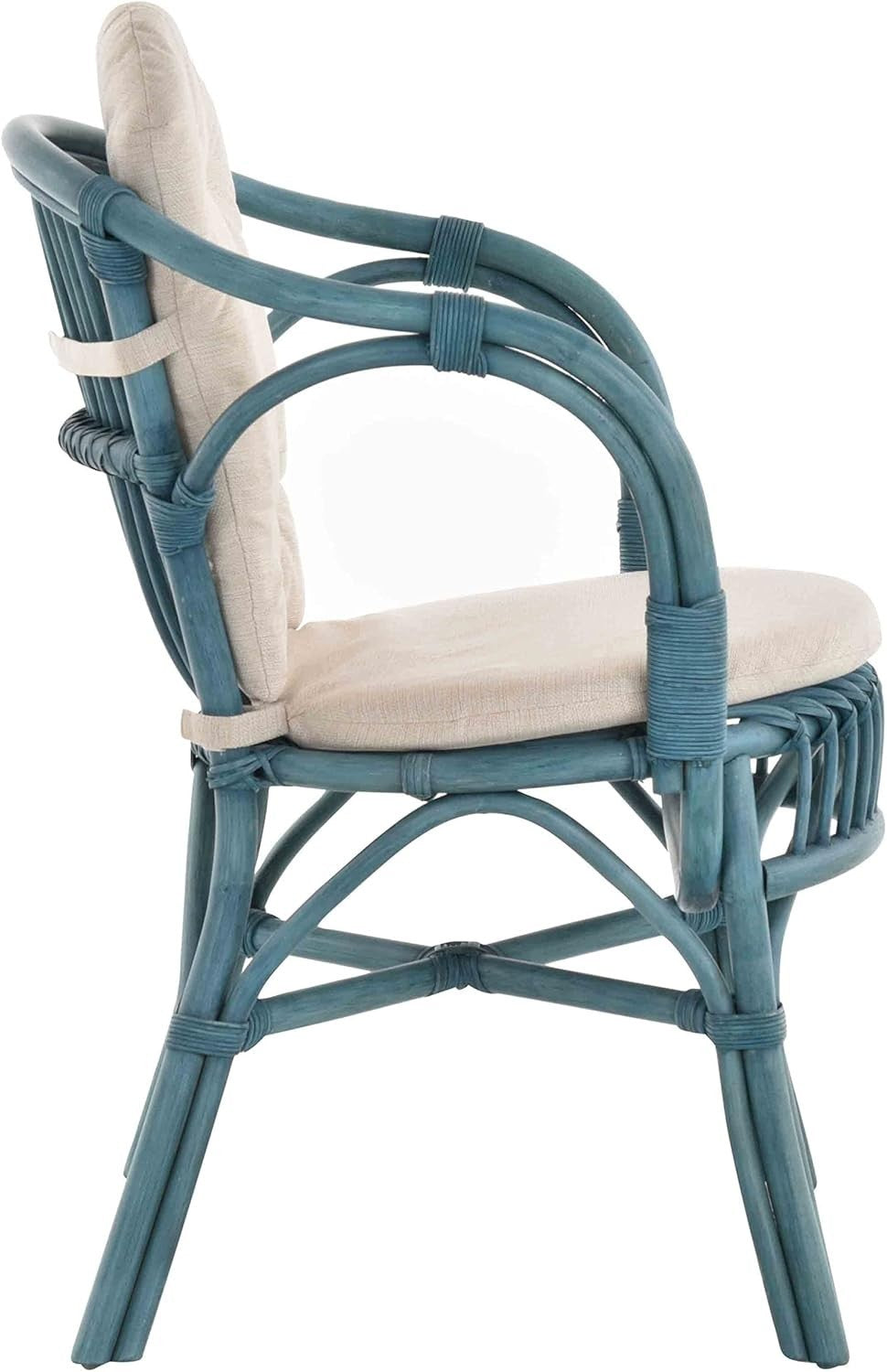Scandinavian Wicker Chair Natural Rattan Armchair with Cushion Indoor Lounge
