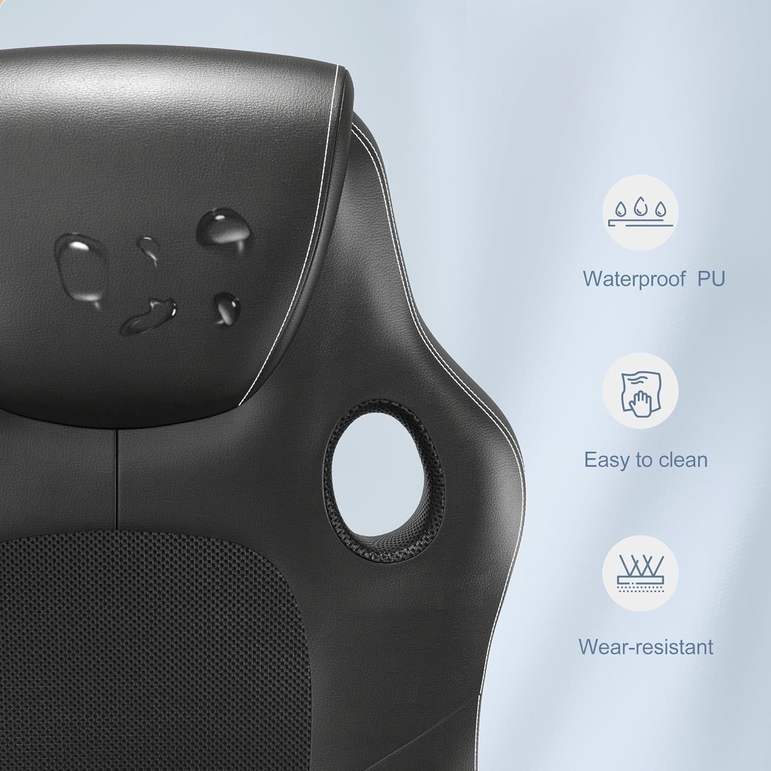 Ergonomic Office Chair w/ Lumbar Support, Gas Lift, Leather Seat, 150kg Capacity