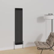 Vertical Cast Iron Radiator 1500x380mm Double Panel Black Central Heating