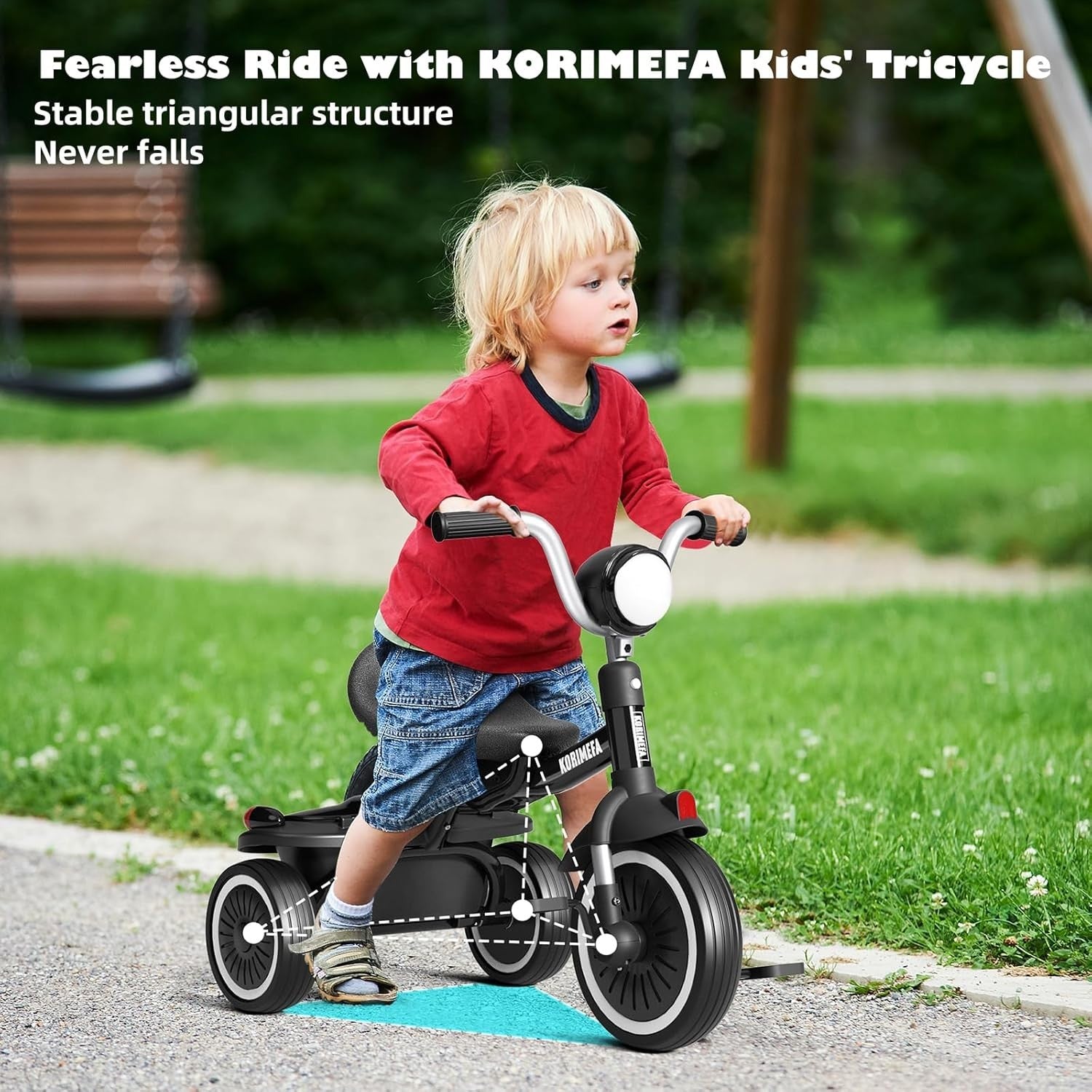 Foldable Kids Tricycle Toddler Balance Bike w Basket Seat 1-5 Years