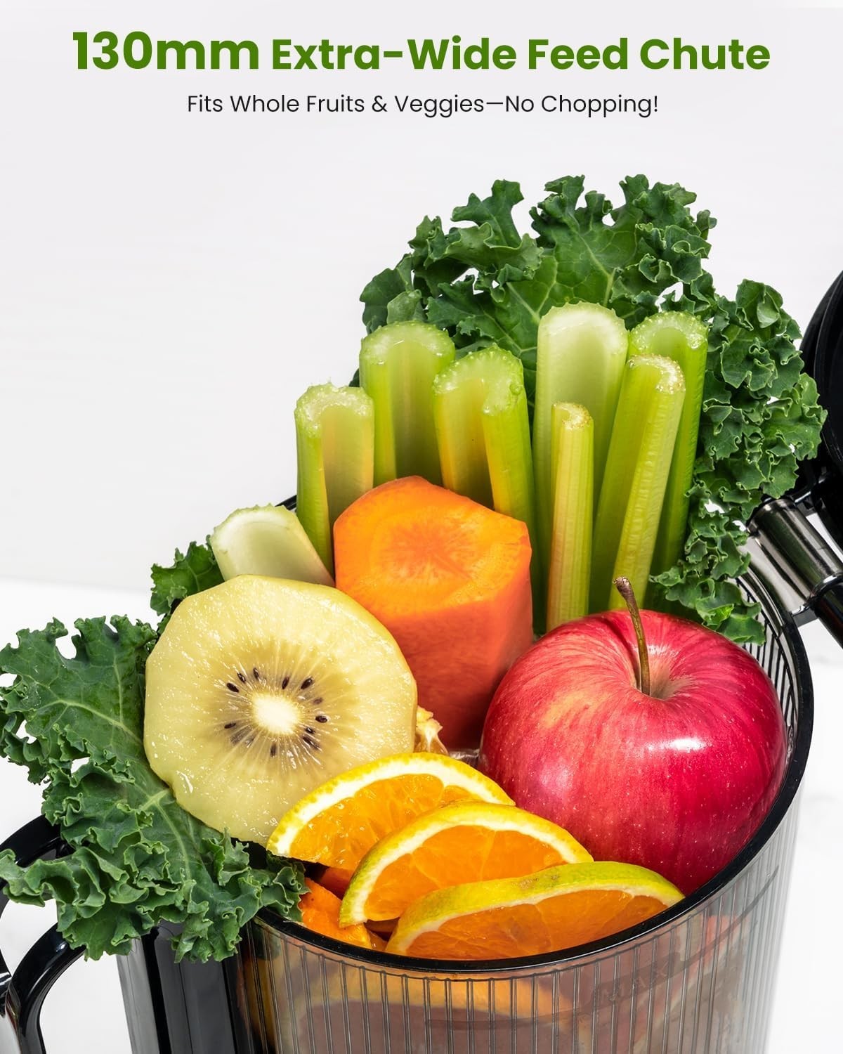 Cold Press Juicer 130mm Wide Chute Whole Fruit 1.8L 250W Slow BPA Free