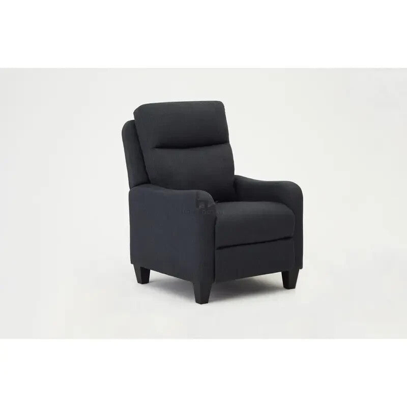 High Back Recliner Armchair Push Back Dark Grey Fabric Lounge Chair