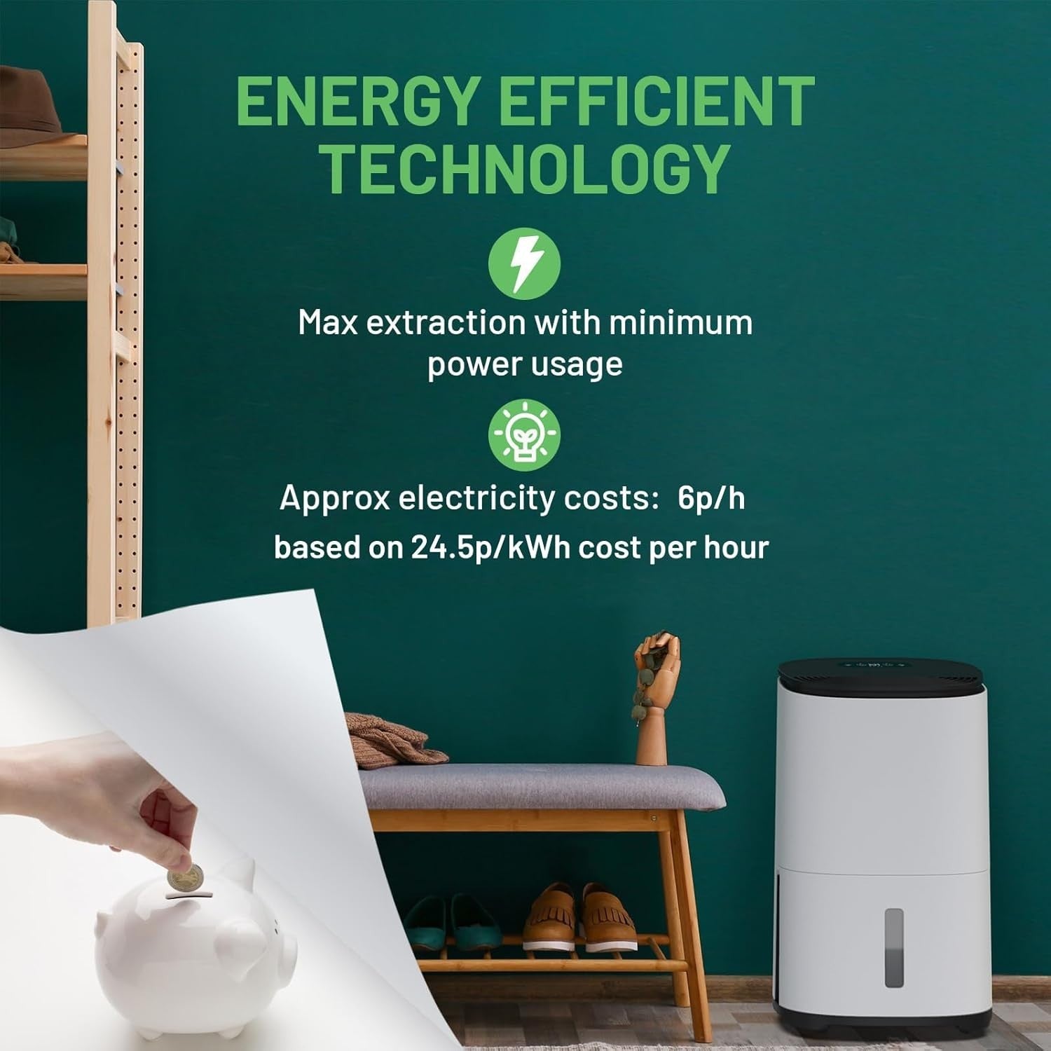 Large Home 25L Dehumidifier with HEPA Air Purifier Quiet Low Energy