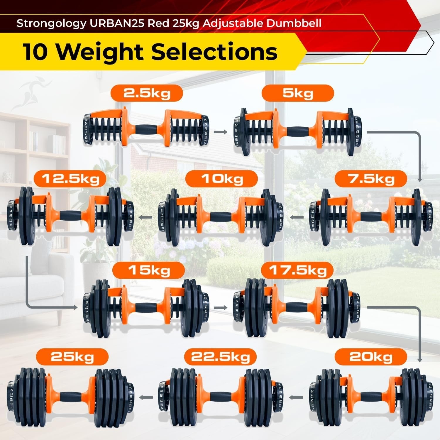 2.5–25KG Adjustable Smart Dumbbells Pair Dial System Home Gym